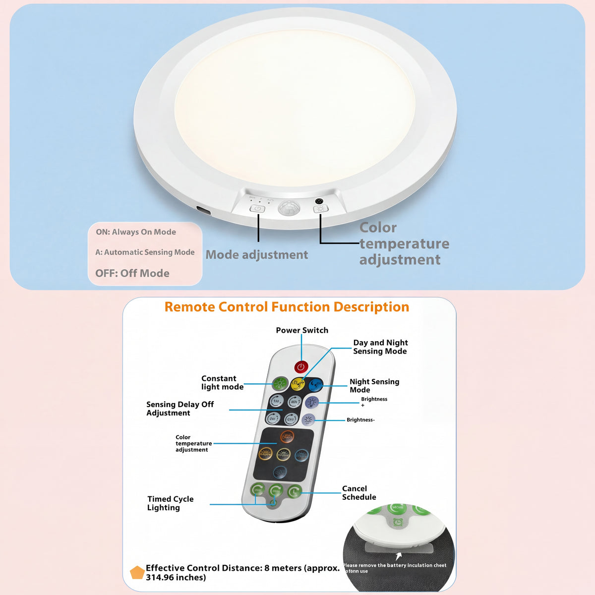 Ultra-Thin LED Ceiling Light with Remote, 5 Colors