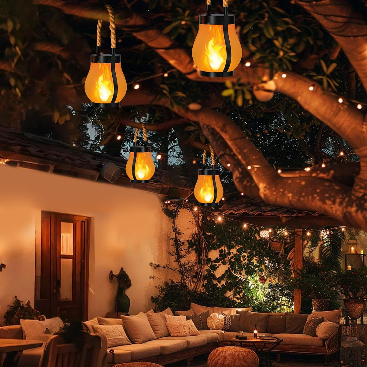 Outdoor Lighting Flickering Flame Garden Lamp