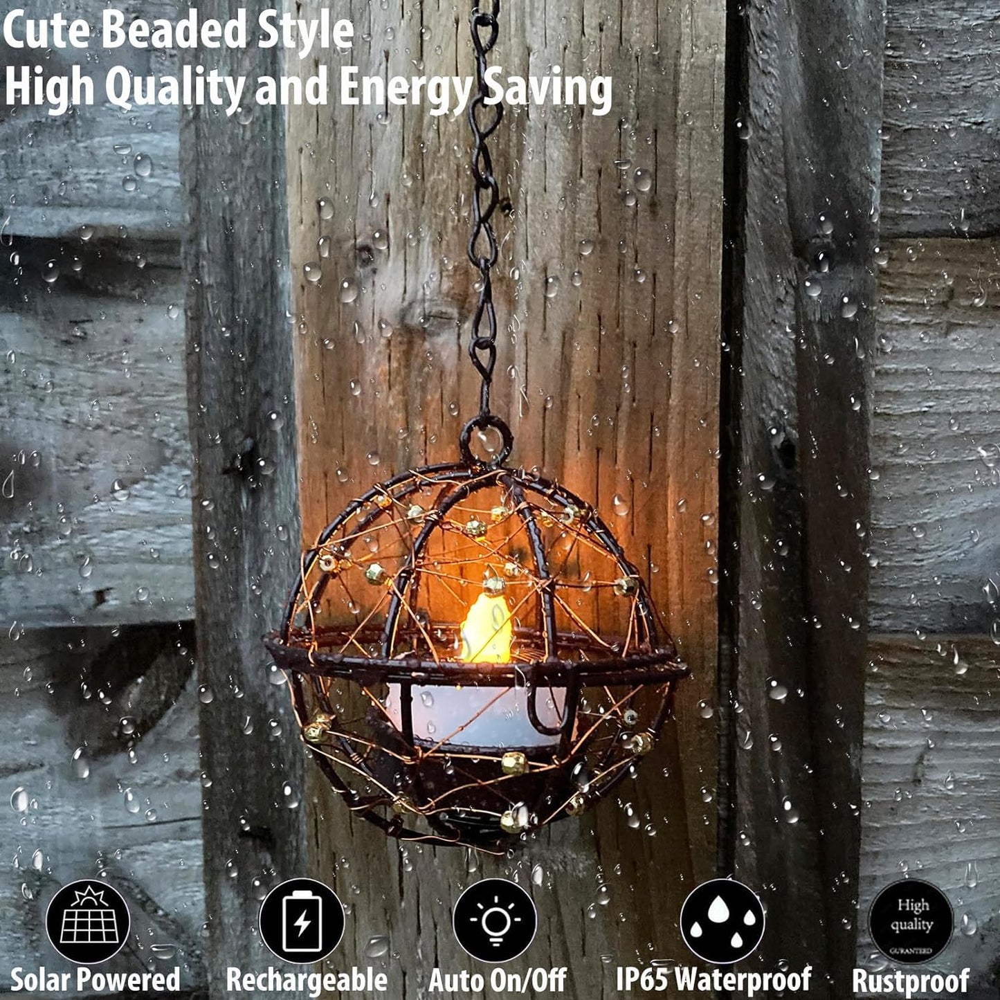 Outdoor Solar Hanging Lanterns - Pack of 4