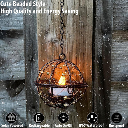 Outdoor Solar Hanging Lanterns - Pack of 4