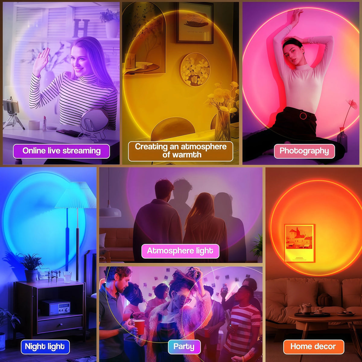 Golden Hour Aesthetic Projector — 16 Color LED Sunset Lamp