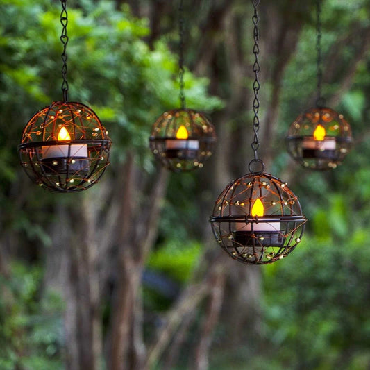 Outdoor Solar Hanging Lanterns - Pack of 4