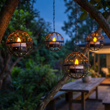Outdoor Solar Hanging Lanterns - Pack of 4